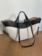 Grand sac DAPHNE en toile: Cognac (cuir)