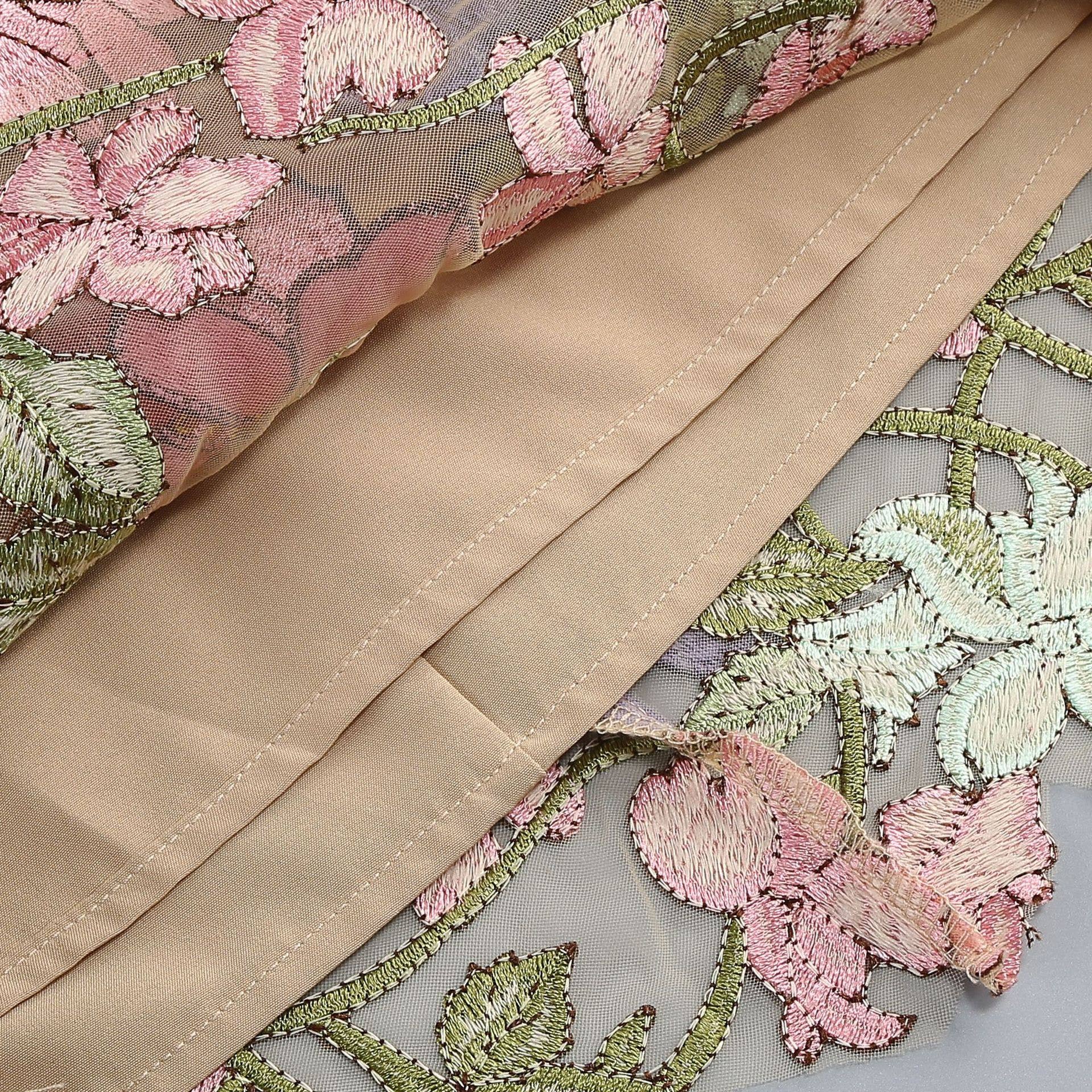 Robe Mini Transparente Élégante Sans Manches à Broderie Florale