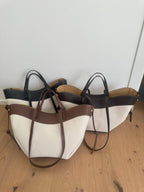 Grand sac DAPHNE en toile: Cognac (cuir)