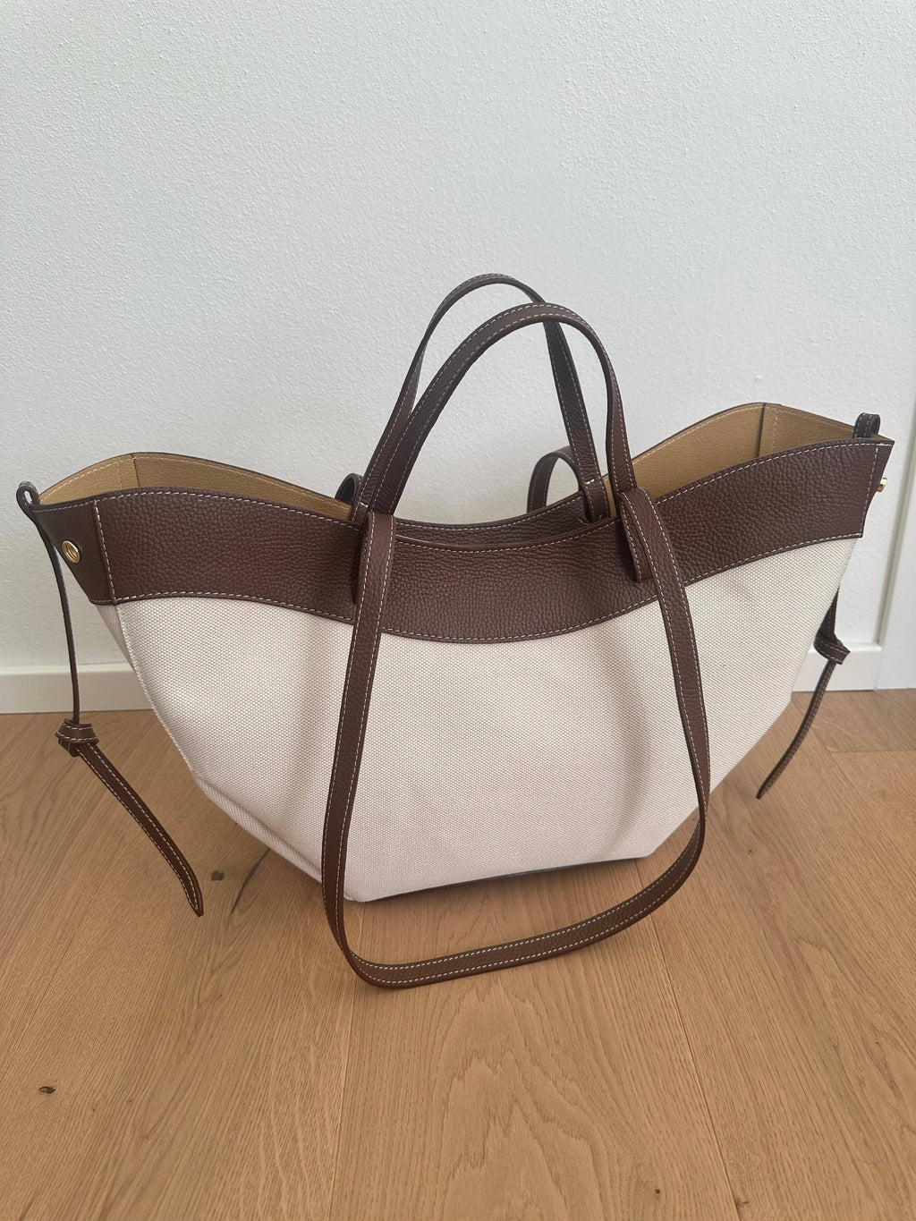 Grand sac DAPHNE en toile: Cognac (cuir)