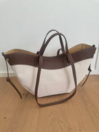 Grand sac DAPHNE en toile: Cognac (cuir)