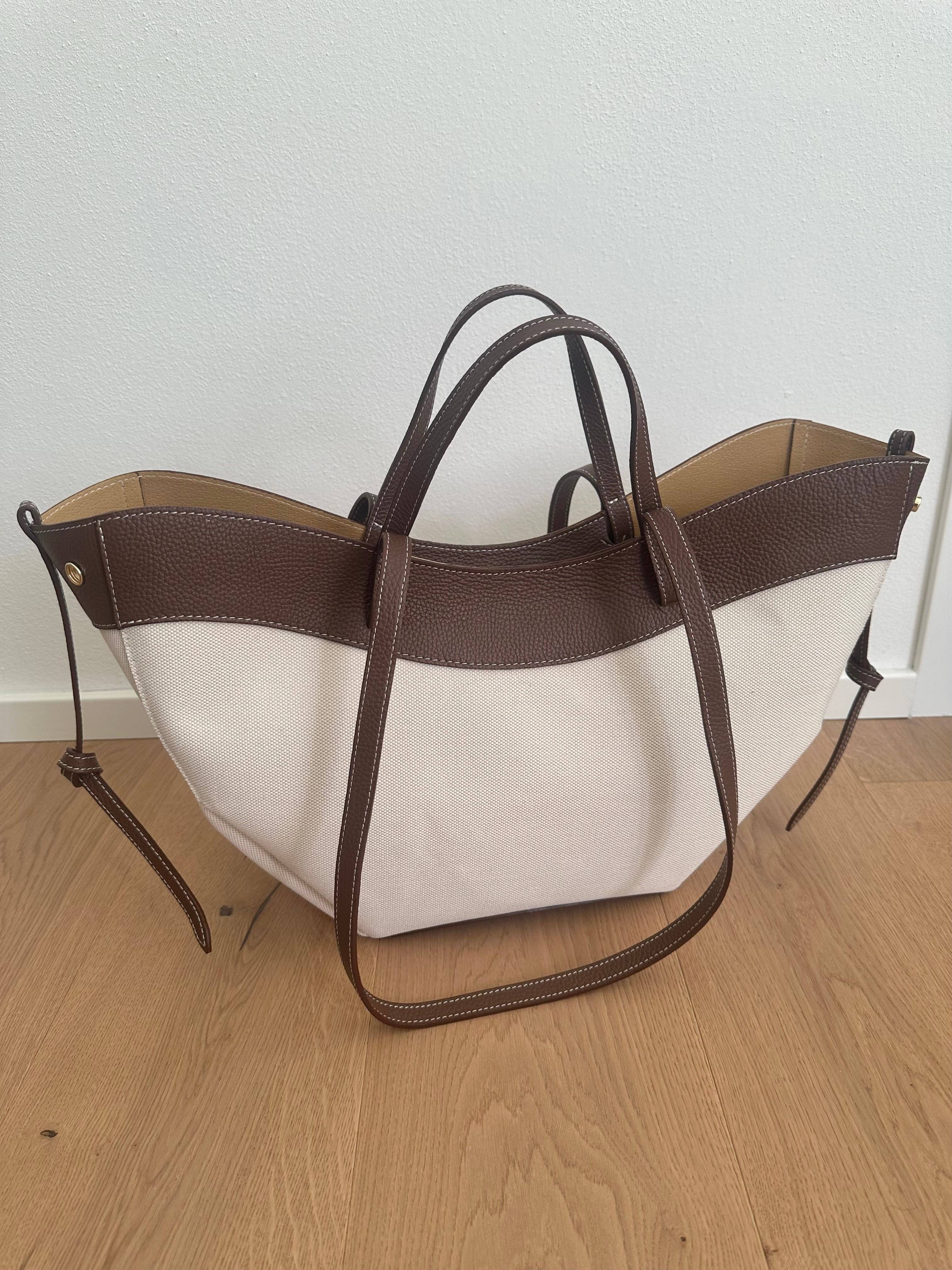Grand sac DAPHNE en toile: Cognac (cuir)