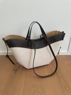 Grand sac DAPHNE en toile: Cognac (cuir)