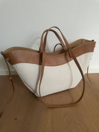 Grand sac DAPHNE en toile: Cognac (cuir)