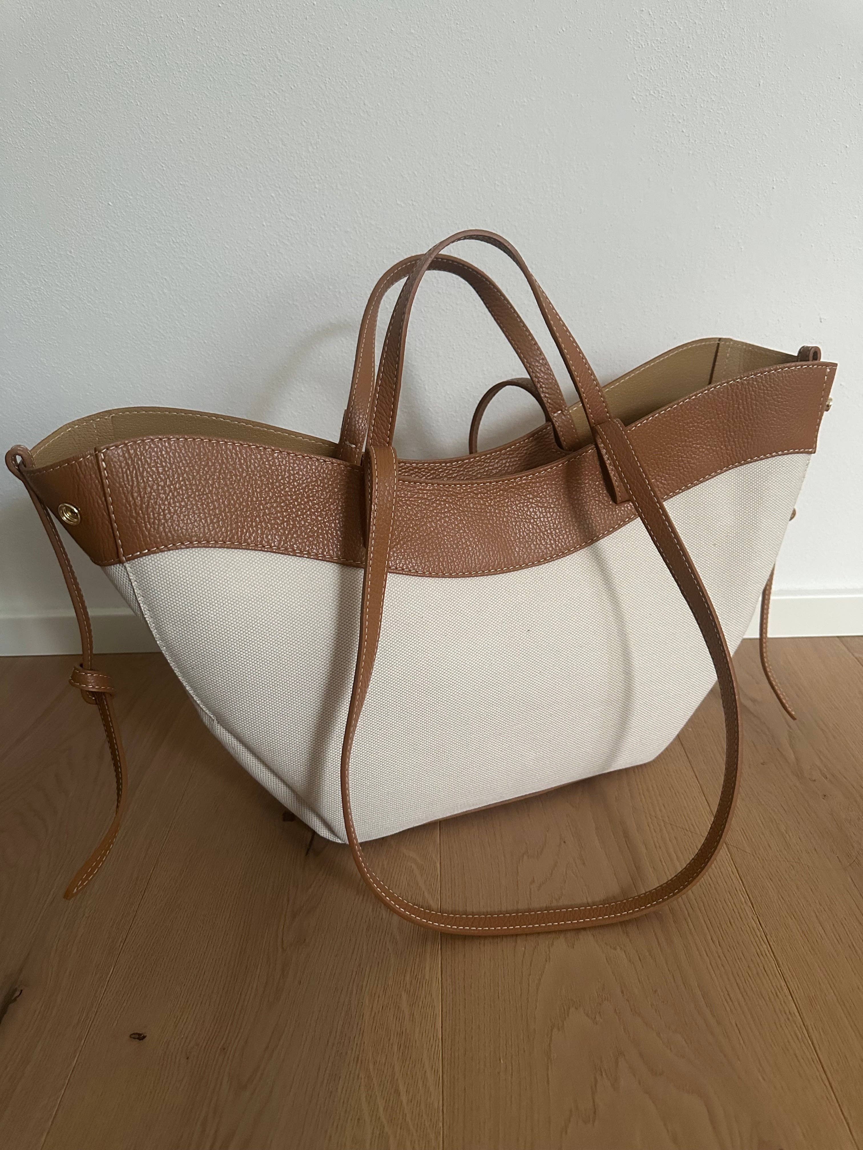 Grand sac DAPHNE en toile: Cognac (cuir)
