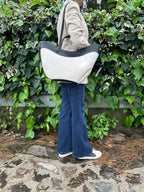 Grand sac DAPHNE en toile: Cognac (cuir)
