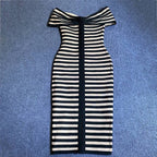 SCHICKES GESTREIFTES BANDEAU-KLEID