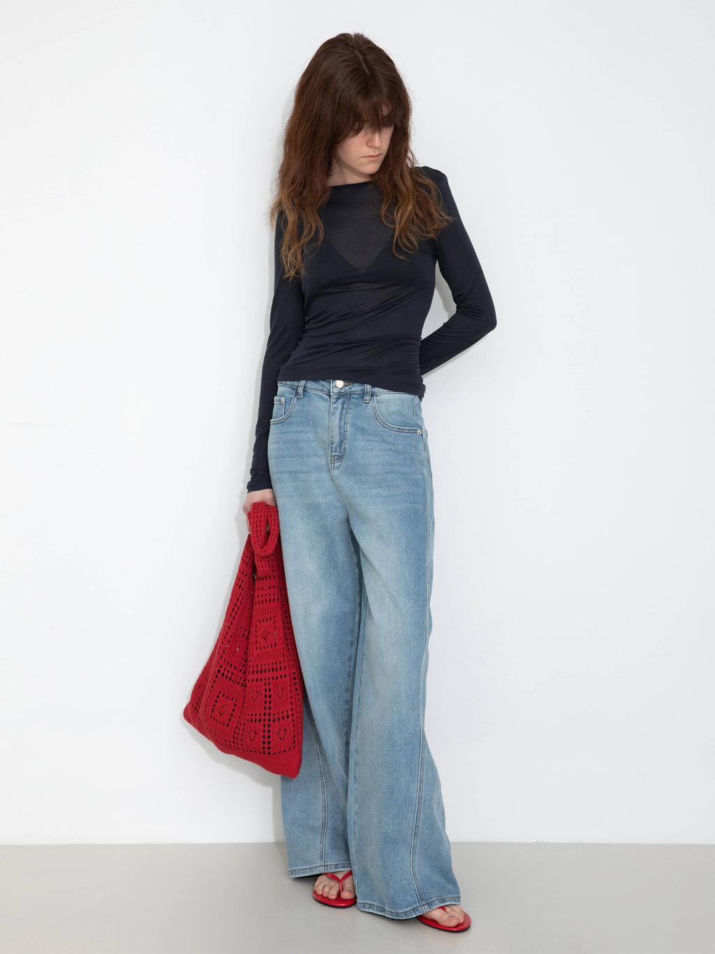Jean Droit à Jambes Larges - Taille Haute Vintage