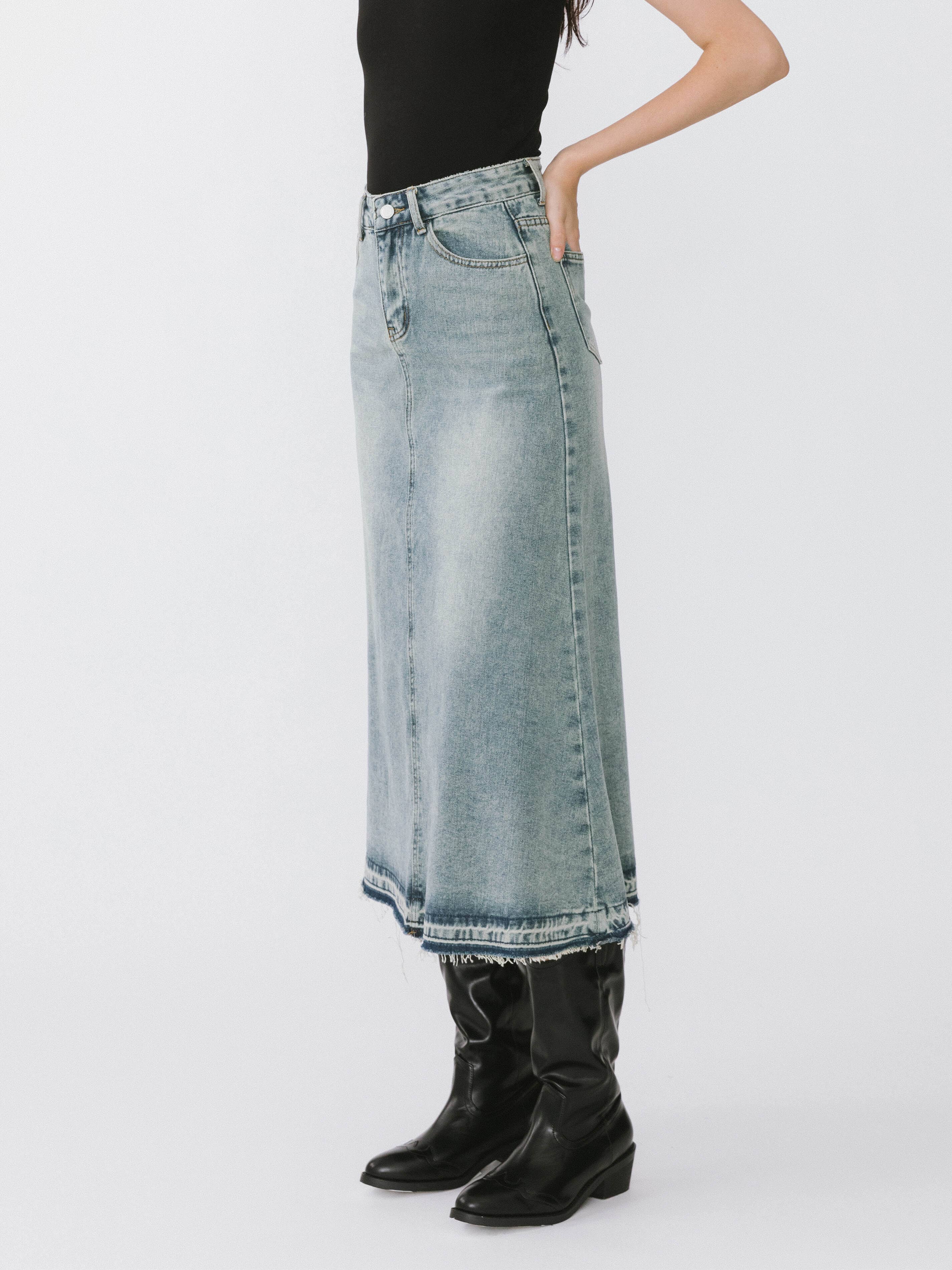 JUPE MAXI EN DENIM