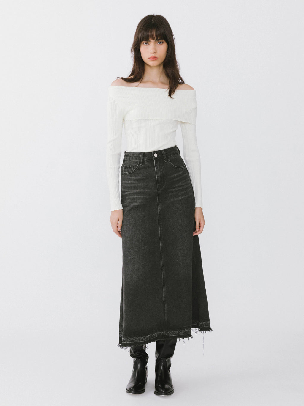 JUPE MAXI EN DENIM