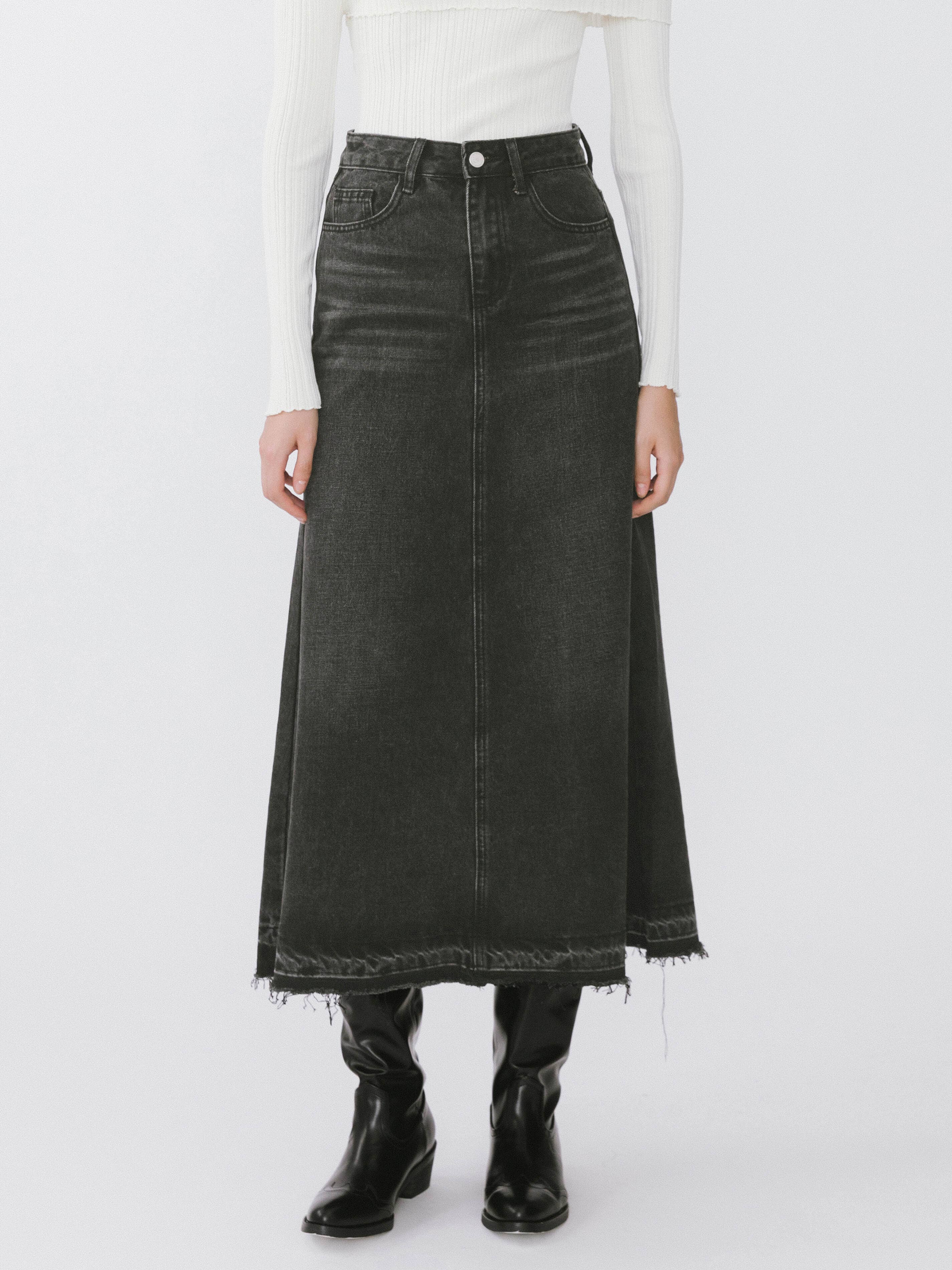 JUPE MAXI EN DENIM