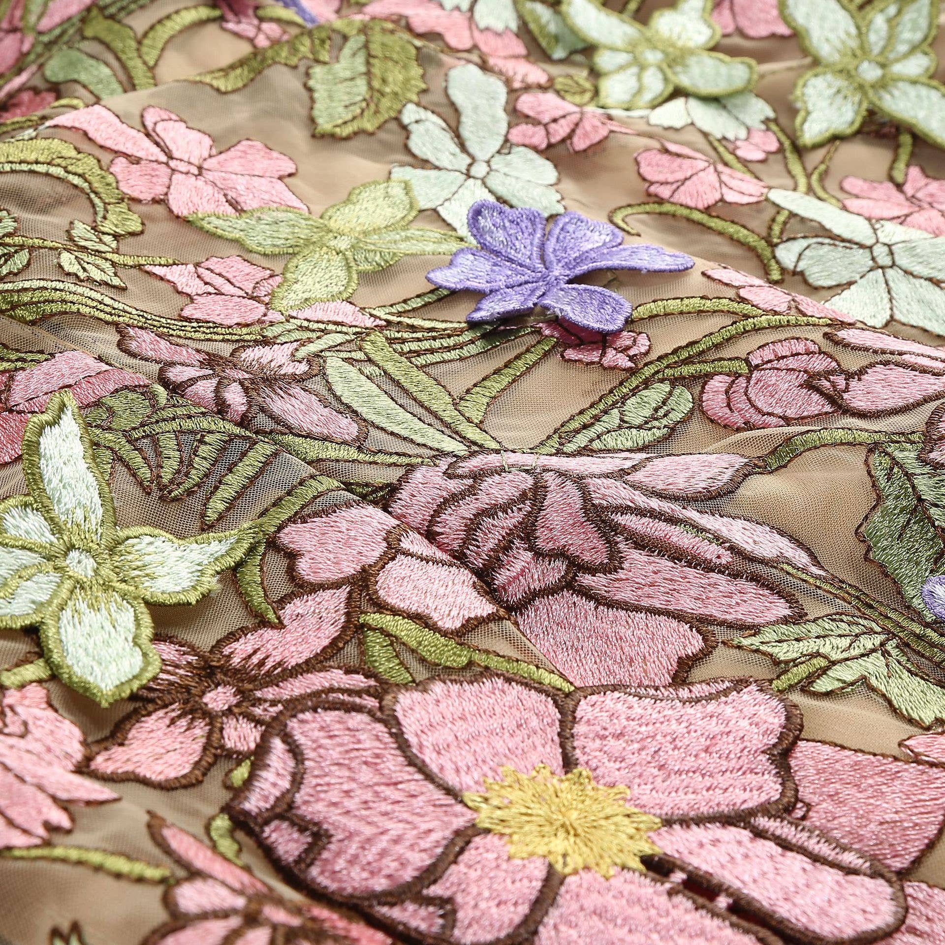 Robe Mini Transparente Élégante Sans Manches à Broderie Florale