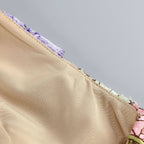 Robe Mini Transparente Élégante Sans Manches à Broderie Florale
