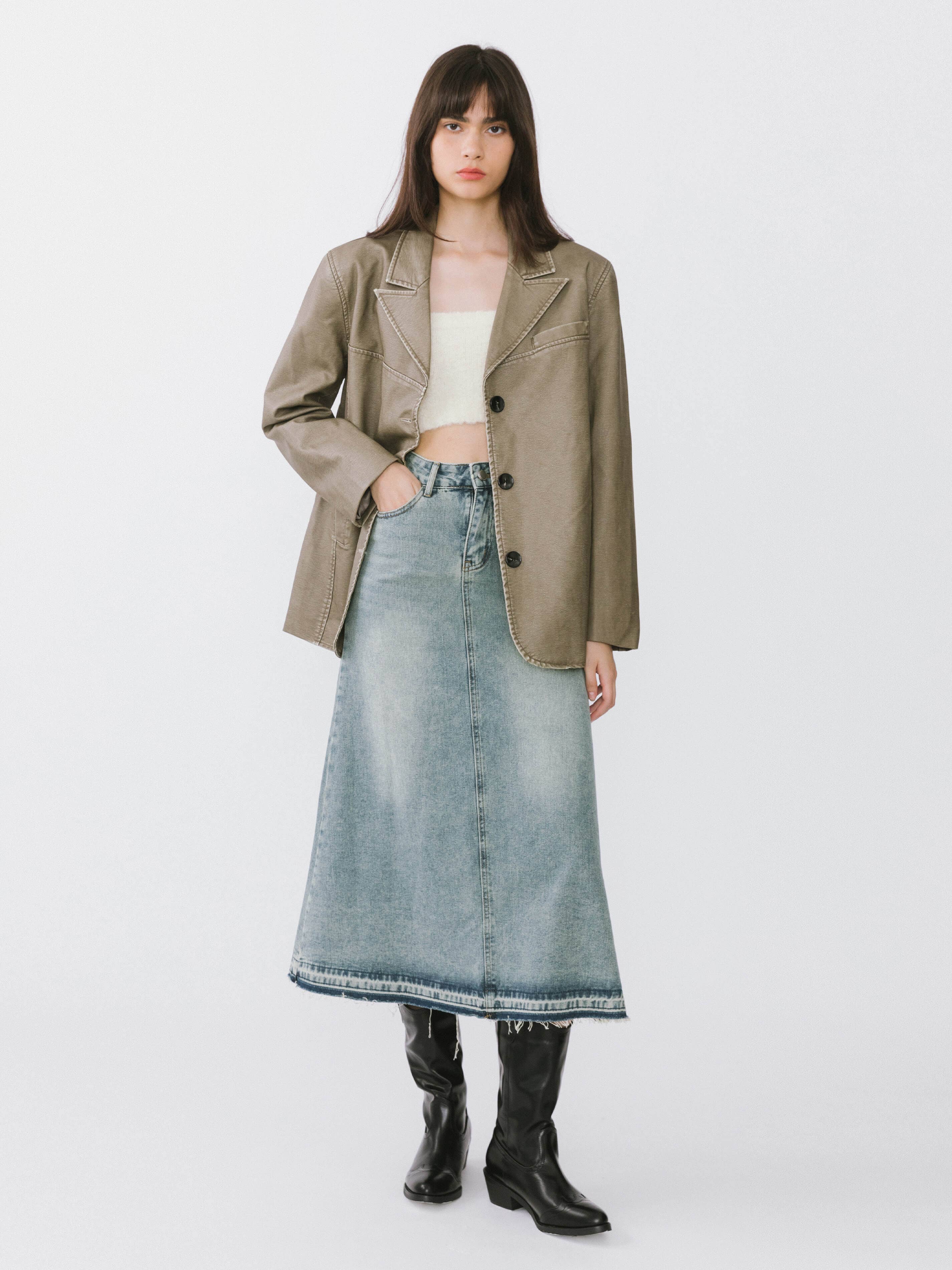 JUPE MAXI EN DENIM
