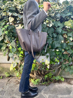 CAPRI- Cuir véritable: Taupe