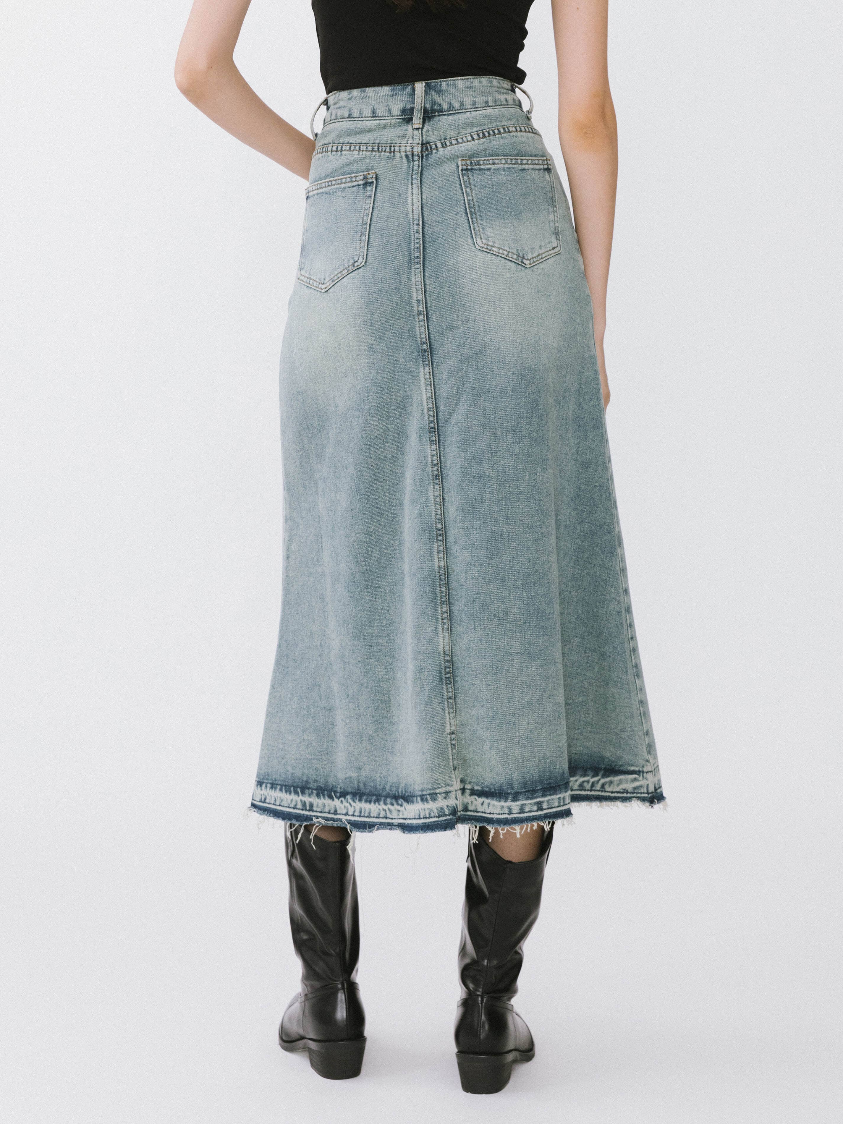JUPE MAXI EN DENIM