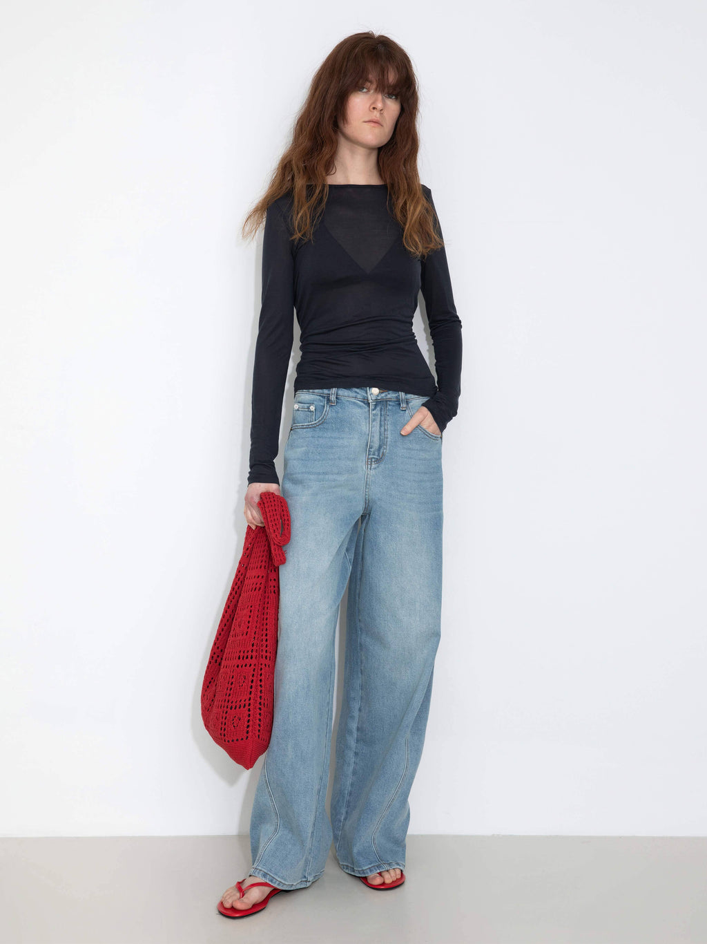 Jean Droit à Jambes Larges - Taille Haute Vintage