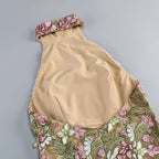 Robe Mini Transparente Élégante Sans Manches à Broderie Florale