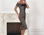 SCHICKES GESTREIFTES BANDEAU-KLEID