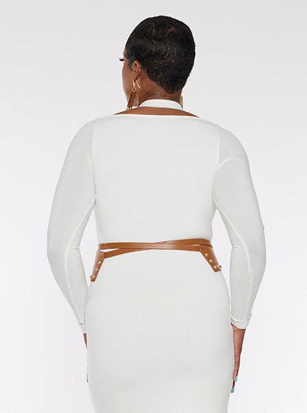 Ceinture Corset à Clous: Taille unique / Noix de pécan/or