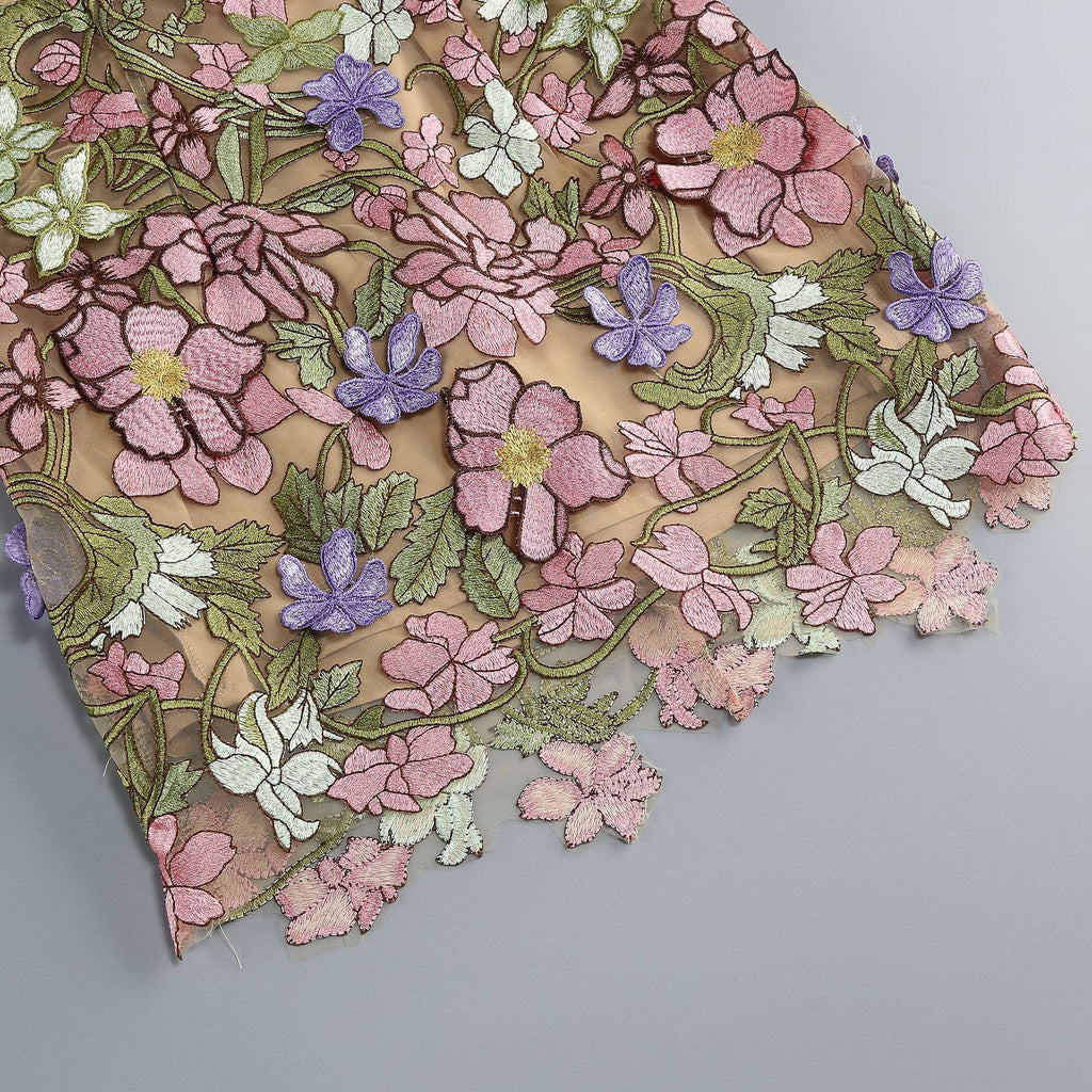 Robe Mini Transparente Élégante Sans Manches à Broderie Florale